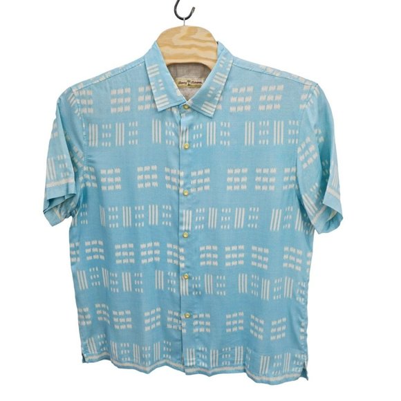 TOMMY BAHAMA Shirt VTG Mens Silk Rayon Blend S/S Pastel Blue Floral Hawaiian 2XL - Picture 1 of 10